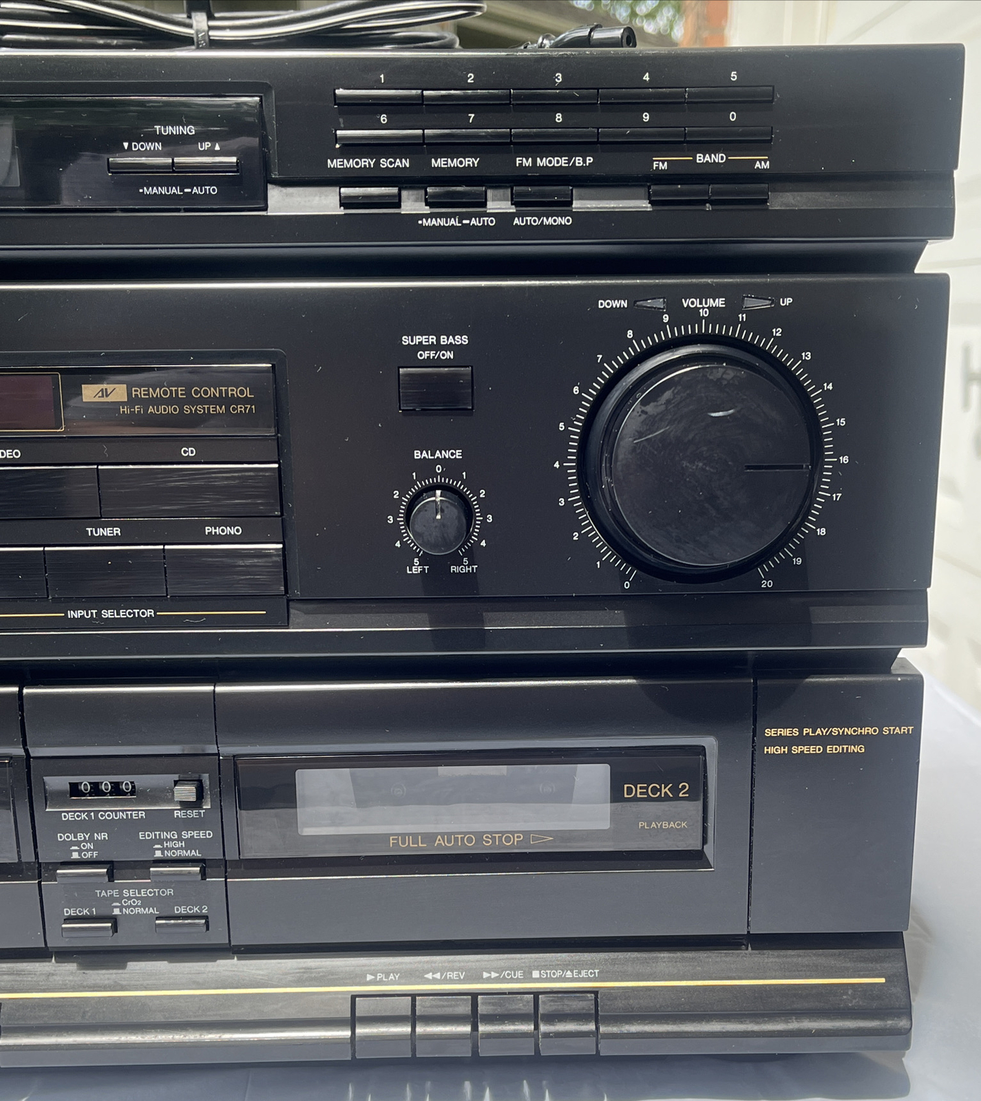 Dual Cassette Deck Stereo Amplifier Quasar CR71 Hi-Fi Audio System - Works!