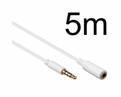 5m Audio Extension Headset Cable for Apple iPhone 2G 3G 3GS 4S 5S 6S White