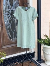 LD1009 Tea Large NWT Match Point Linen Dress Ruffle Classic VNeck Sage Green