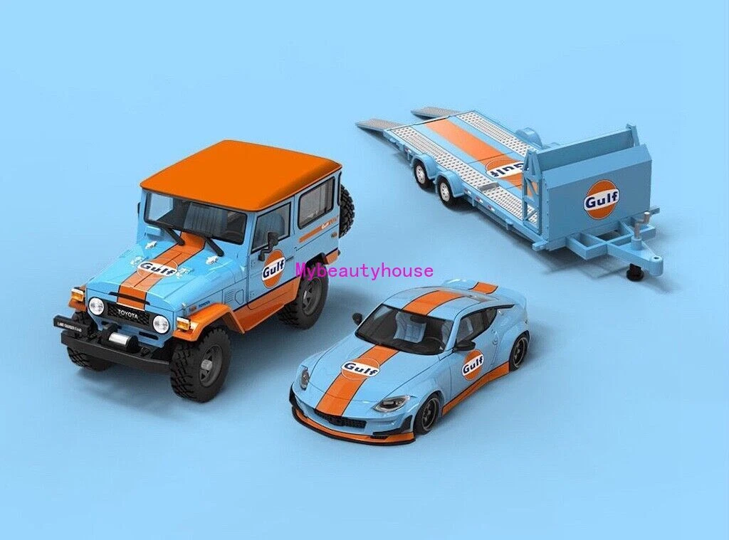 注目ショップ・ブランドのギフト TM 1:64 Gulf Land Cruiser FJ40 400Z Coupe Trailer Model ミニカー
