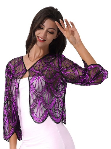 Lady Open Front Chiffon Cardigan See-through Bolero Shrug Crop Top Evening Party - Picture 219 of 466