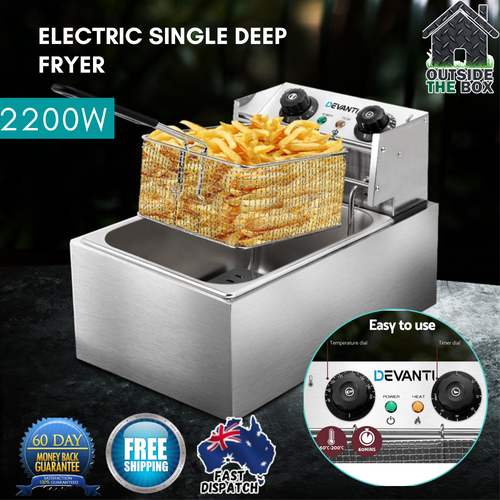 Electric Deep Single Fryer Basket Chip Fry Cooker Commercial Frying