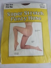 Vintage Super Stretch Panty Hose Beige Nylon NOS
