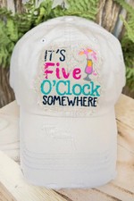 Distressed Stone It's Five O'Clock Somewhere Adjustable Hat