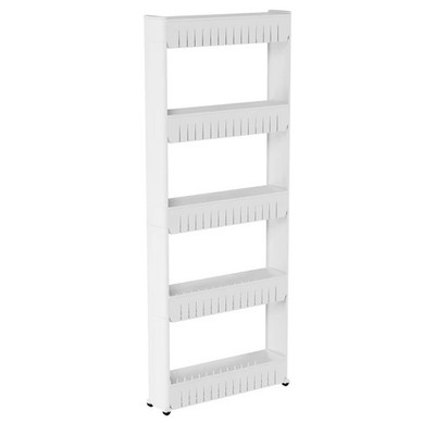 Lavish Home 5 Tier Slim Rolling Storage Cart White Utility Organizer 52in High