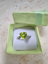 GEMPORIA Changbai Peridot Sterling Solitaire Silver Ring, size J/K, 5.