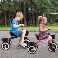 Toddler Tricycle with Adjustable Seat and Storage Baskets for 1.5-5 Years Old...