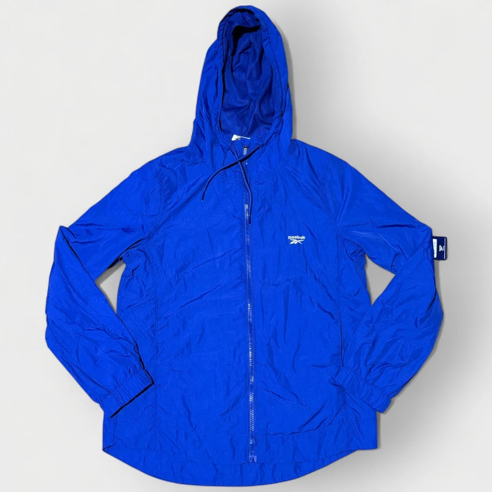 Reebok Women’s Marathon Windbreaker Small Blue Zip Up Hood Running Jacket NWT - Image 4 of 4