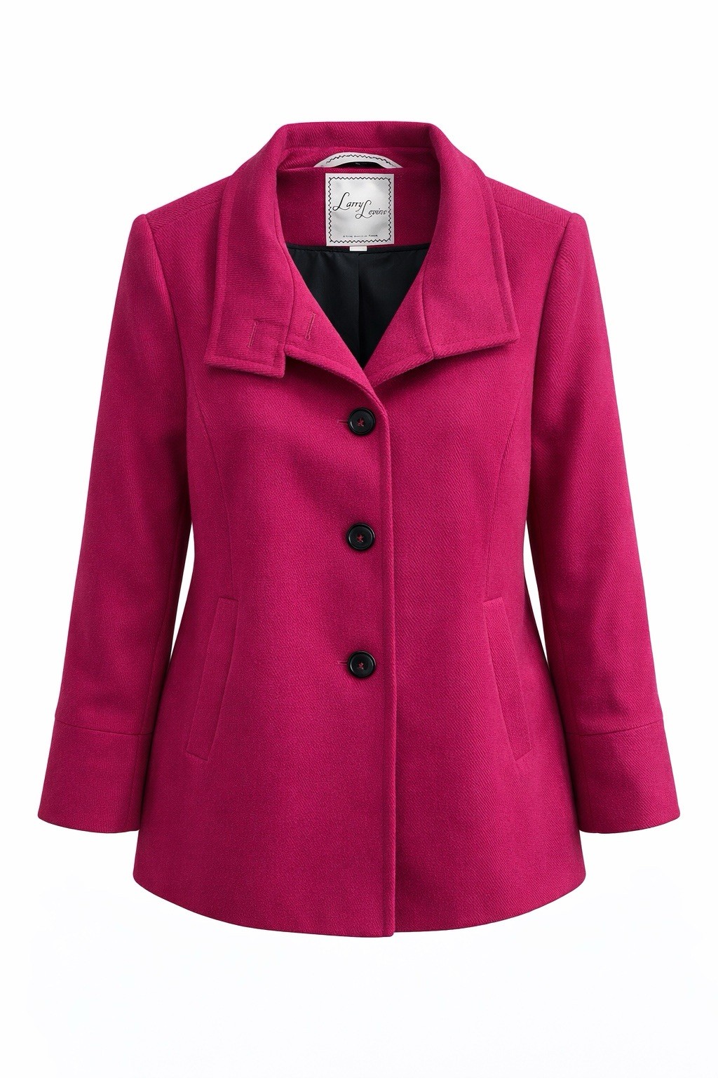 Vintage Larry Levine Fuchsia Wool Blend Coat L Pink Button Jacket