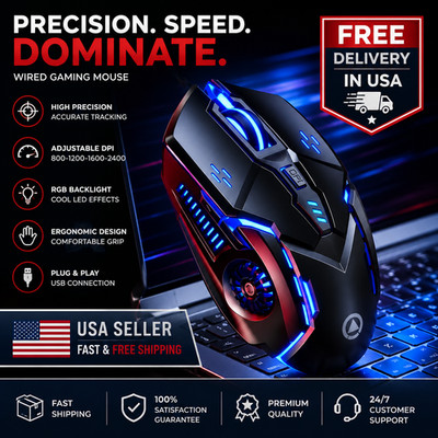 Wireless Gaming Mouse Silent RGB Rechargeable LED Optical USB Mouse