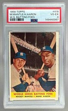 1958 Topps 418 Mickey Mantle Hank Aaron WS Batting Foes PSA 4 - 149440067