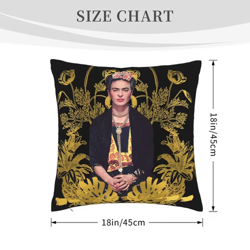 NEW Frida Kahlo Colorful Throw Pillow Cushion COVER ONLY Soft Printed 18”x18”