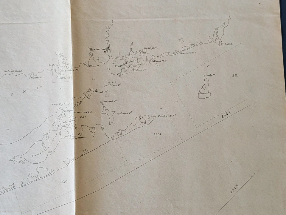 Mapa de progreso de la encuesta costera de Estados Unidos de 1853 Long Island y Nueva Jersey (1844-1852) boceto B Bache Foto 4 de 4