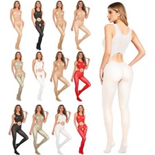 Women Bodysuit Crotchless Jumpsuit Mesh Sheer One-piece Sleeveless Nightwear