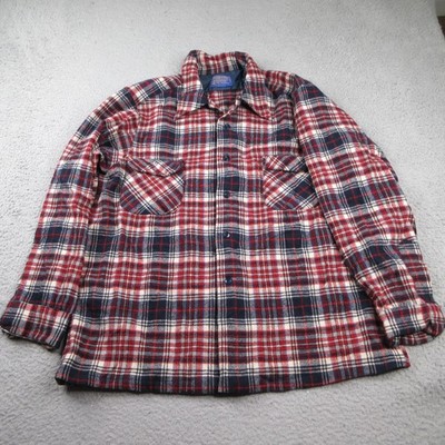 Vintage Pendleton Flannel Shirt Mens XL Red Plaid Virgin Wool Button Up USA Made