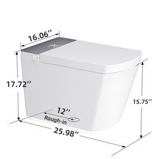 Integrated Smart Toilet Modern,Auto Lid,Heated Seat,Warm Water Multi-Flush Modes