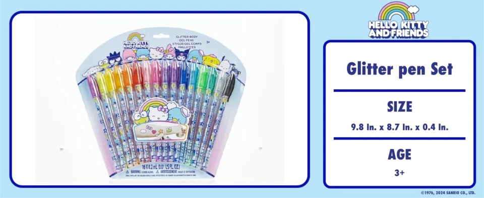 Hello Kitty and Friends 16 件闪光笔身体艺术套装,闪亮明亮 — 第 4/4 张图片