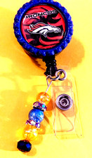 NFL Denver Broncos 15 Id badge holder retractable alligator clip