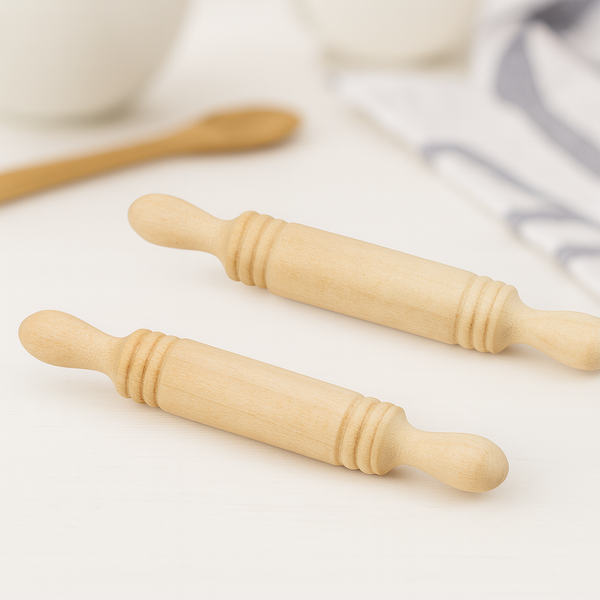 Miniatur Nudelholz 2Er Set Holz 4,5 Cm Wichtel ZubehöR WeihnachtsbäCkerei Deko-image