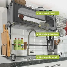 Over the Sink Dishwasher Drying Rack Kitchen Large Adjustable Storage Cabinet