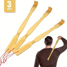 3 Pack Natural Bamboo Back Scratcher Long Reach Pick Itch Relief Tool Portable