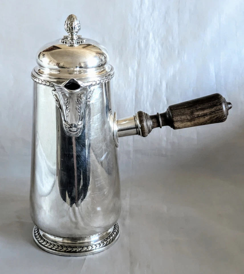 RAVINET & CIE Chocolatière Style Louis XVI Argent Massif - Photo 3/4