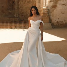 Sweetheart Detachable 2 In 1 Train Mermaid Wedding Dresses Bridal Gowns Romantic