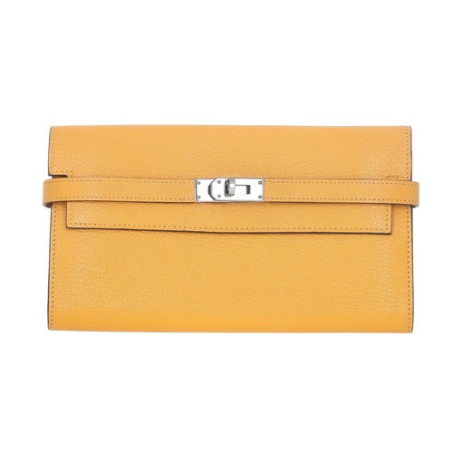 Hermes Chevre Kelly Wallet Jaune Ambre