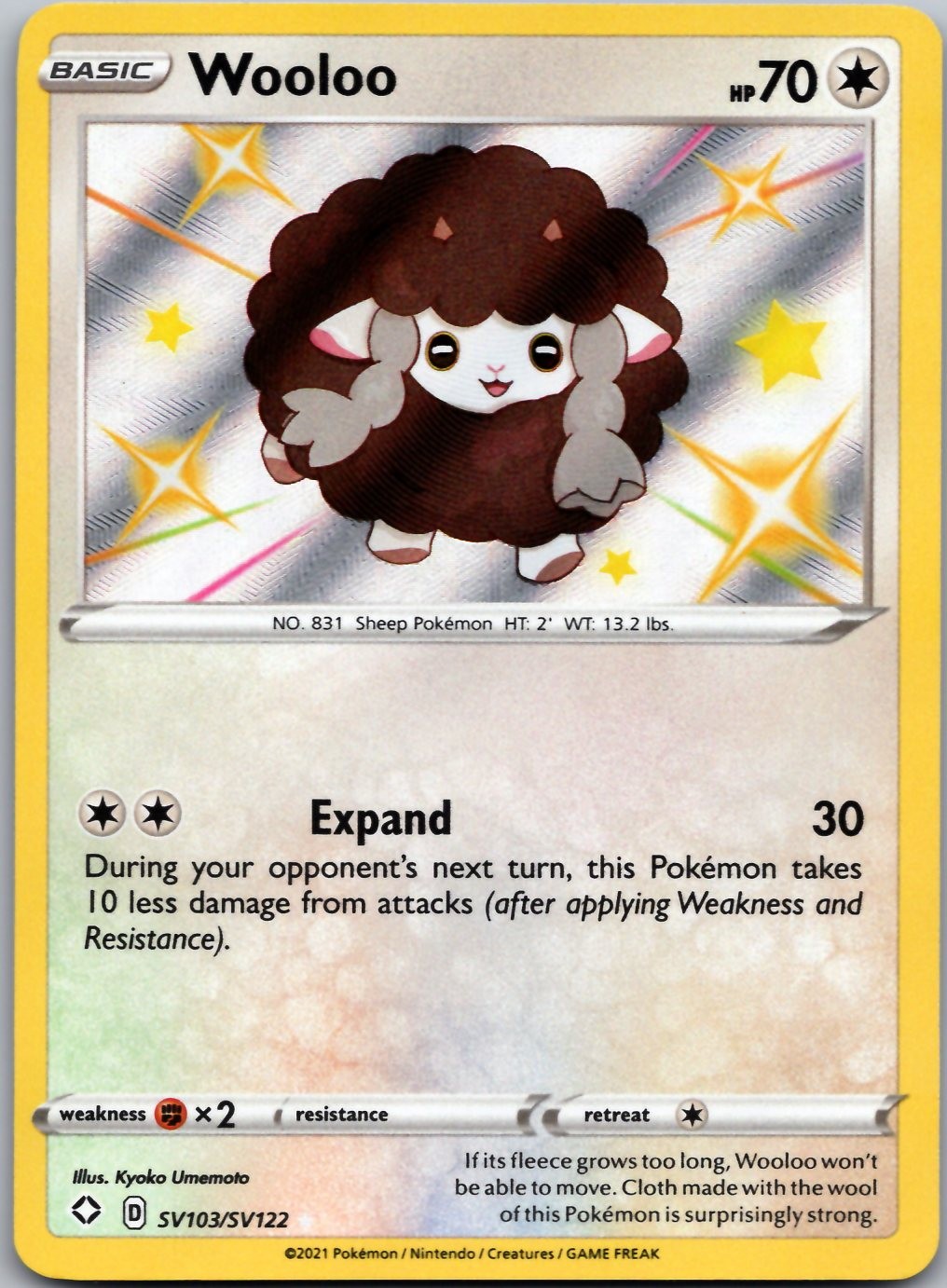 Wooloo SV103/SV122 Shiny Rare Shining Fates Shiny Vault Pokemon Holo Near Mint
