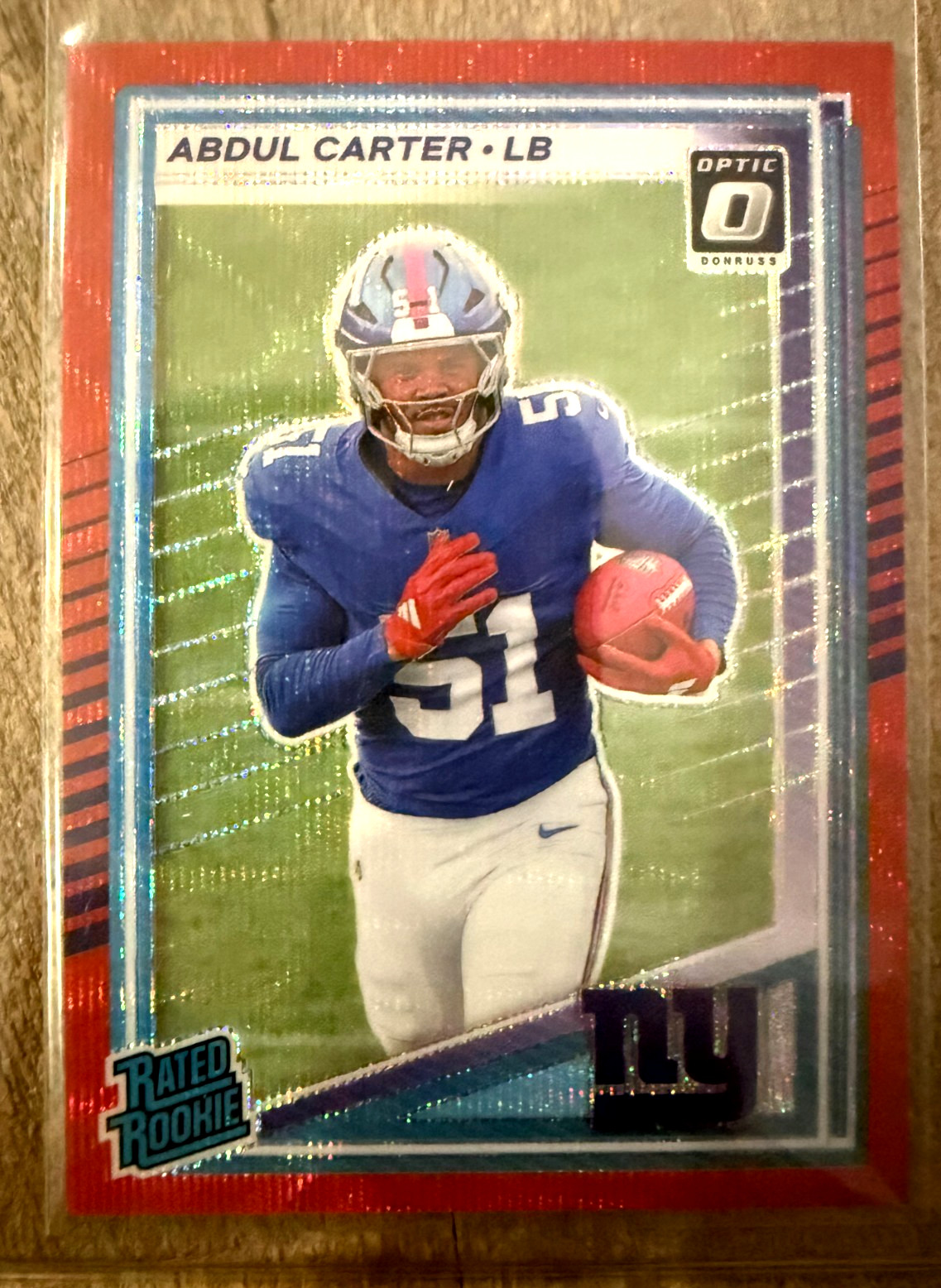 2025 Abdul Carter Panini Donruss Optic Preview Red Wave Prizm Rated Rookie #315