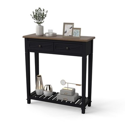 Console Table with 2 Large Storage Drawers and Open Shelves, Entryway, Hallway