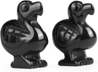 1.6'' Crystal Dodo Bird Sets Black Obsidian Hand Carved Lucky Animal Figurine Hom