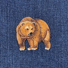 Bear Applique Patch - Embroidered Kodiak Grizzly Animal Badge 2.25" Iron On 
