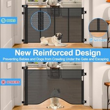 CHEEGLU REINFORCED RETRACTABLE DOG GATE FOR STAIRS, 55 INCH BABY STAIR GATE TO -