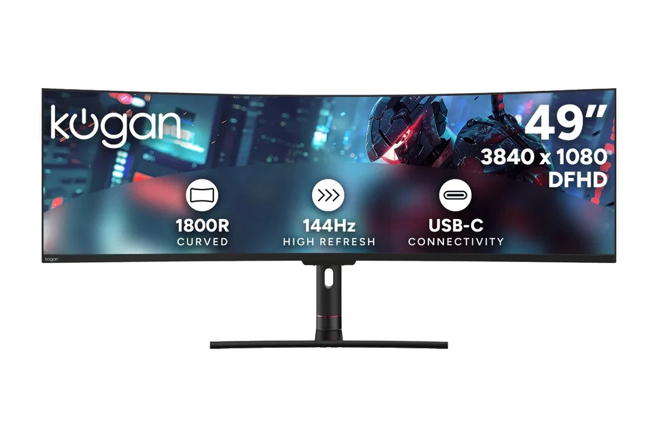 Kogan Infinity 49" Curved Ultrawide DFHD 144Hz 1ms FreeSync USB-C Gaming Monitor