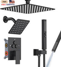 Shower Faucet Set Black Shower System Ceiling Mount 10 Inch Shower Head with Wa