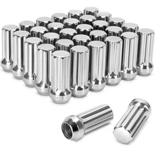 DYNOFIT 14mmx1.5 Chrome Lug Nut 32pcs Closed End Long XL Spline for 8 Lug Wheels