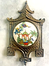Framed Plaque Chinese Musician Ceramic w Metal Frame - SD Baker Samson China ATQ