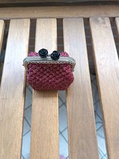 portamonete Bordeaux/oro ad uncinetto Chiusura Clic clac Con Roselline Nere 