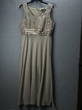 R M Richards Champagne Beige Sequin Embellished Sleeveless Formal Maxi Dress 10p