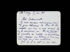 Jeanne LOISEAU - Signed Autograph Card - Puvis de Chavannes - 1896