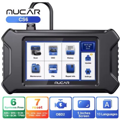 USED MUCAR CS6 Car OBD2 Scanner ABS SRS ECM TCM BCM TPMS System 7 Reset LifeFree