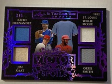 OZZIE SMITH Kaat MCGEE cardinals 2025 Leaf In Game Used Purple QUAD JERSEY 3/6