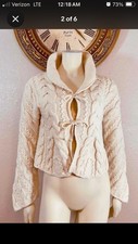 MIRA FLORES Wool Cable Knit Cream Cardigan Sweater Made in Peru Size - S