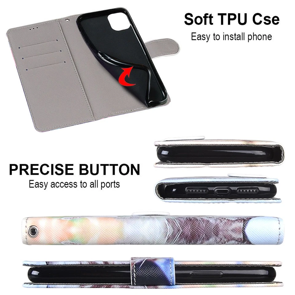 Funda Cartera Gatos Para Samsung iPhone Xiaomi OPPO Redmi Motorola Sony Honor Google Foto 3 de 4