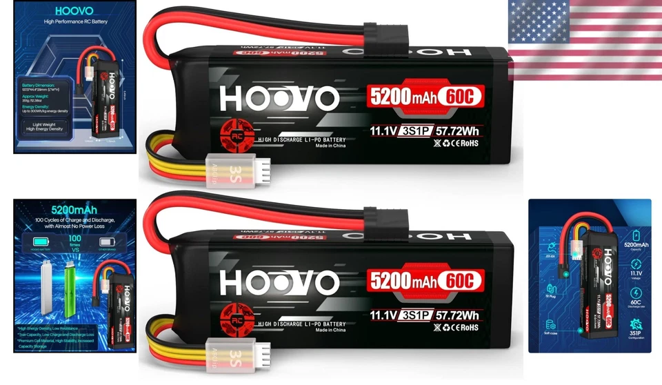 Professional Grade 3S LiPo Battery 5200mAh 60C 2 Pack - Image 2 of 4