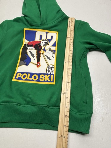 Polo Ralph Lauren Boys Size 6 Hoodie Green Polo Ski Sweatshirt With Pockets - Picture 9 of 9