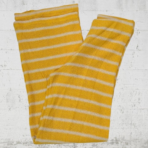 Zara Yellow White Striped Knit Flare Pull On Womens Wide Leg Pants Size Small - Picture 8 of 13