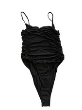 TOPSHOP Black Gathered Sides Stretch Spaghetti Strap Sleeveless Bodysuit Sz 6