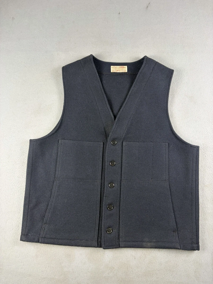 Vintage Filson Virgin Wool Mackinaw Vest Dark Blue Size 46-48 USA